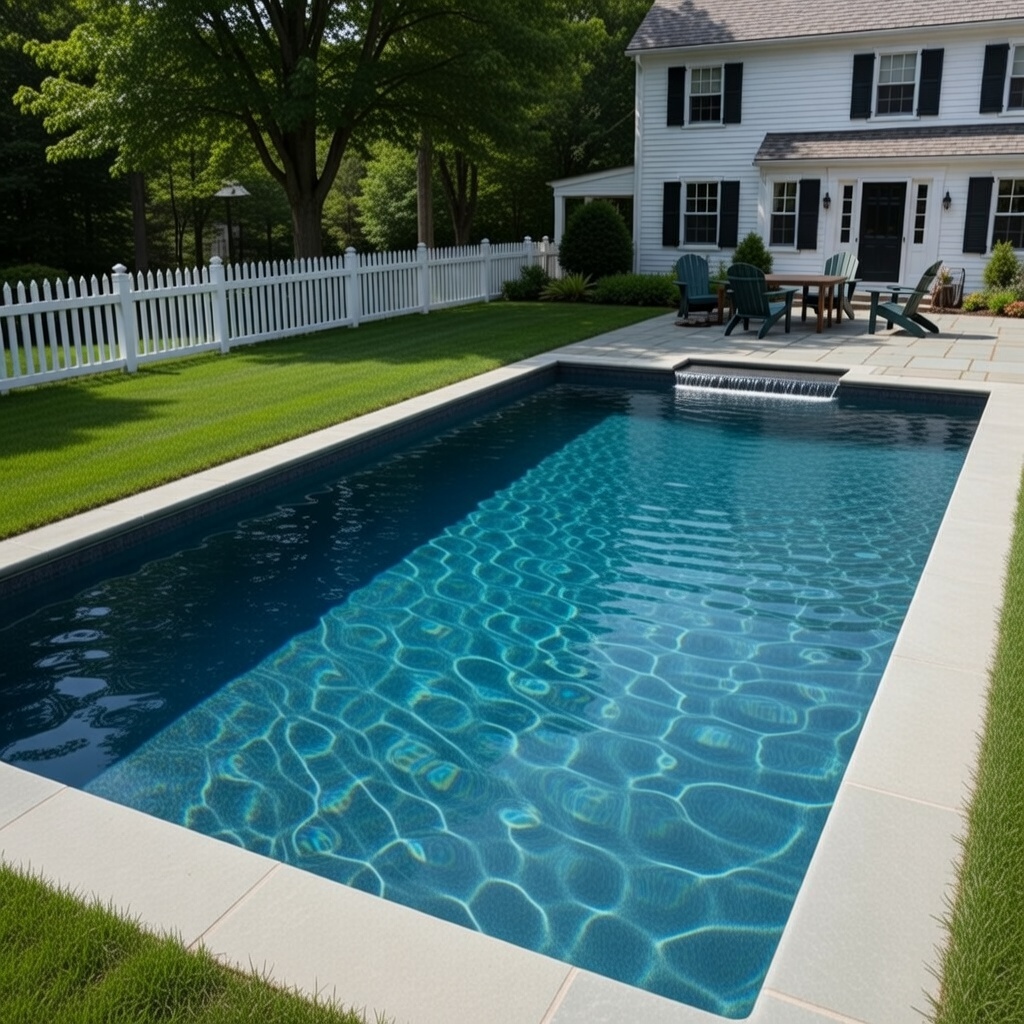 Clean backyard pool with clear water